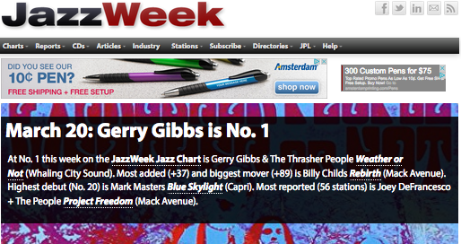 3 Whaling City Sound releases on JazzWeek!: Gibbs “Weather or Not” #1, Abate “Road to Forever” #12, Stein “Color Tones” #30