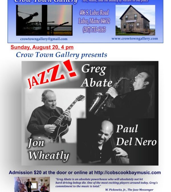 8/20: Greg Abate to Perform at Crow Town Gallery