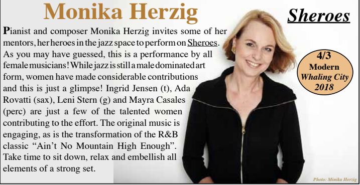 O’s Place Jazz Reviews “SHEROES” by Monika Herzig