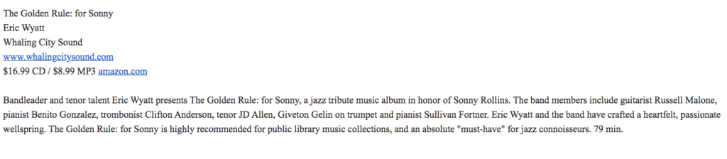 The Golden Rule is “an absolute ‘must-have’ for jazz connoisseurs”
