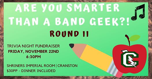 11/22 6:30-8:00p @ The Imperial Room: Are you Smarter than a Band geek 🎶