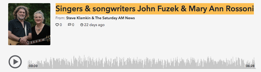Podcast: John Fuzek & Mary Ann Rossoni with Steve Klamkin and the WPRO Saturday Morning News