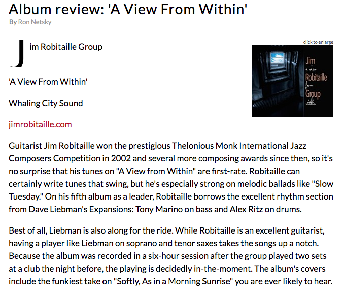 Jim Robitaille is “especially strong” on latest release “A View From Within”