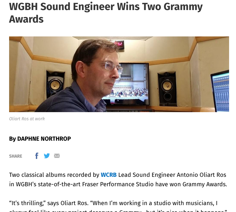 Tim Ray’s “Excursions and Adventures” Sound Engineer Wins Two Grammy Awards