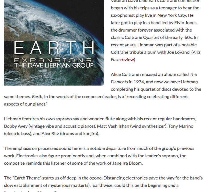 Dave Liebman exhibits “innovative” playing on latest release “Earth”