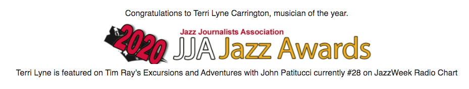 Terri Lyne Carrington, drummer on Tim Ray’s “Excursions and Adventures”, awarded Jazz Journalists Association’s 2020 Musician of the Year