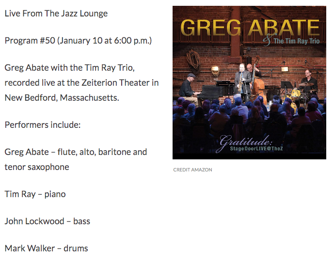 #ICYMI: Greg Abate & The Tim Ray Trio’s “Gratitude” featured on WMKY’s “Live From The Jazz Lounge”