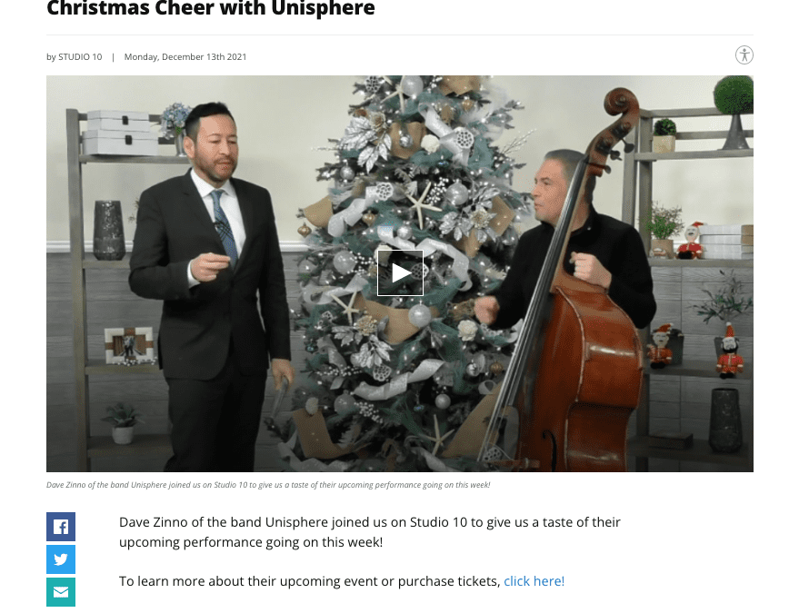 ICYMI: Christmas Cheer with Dave Zinno Unisphere on WJAR’s Studio 10
