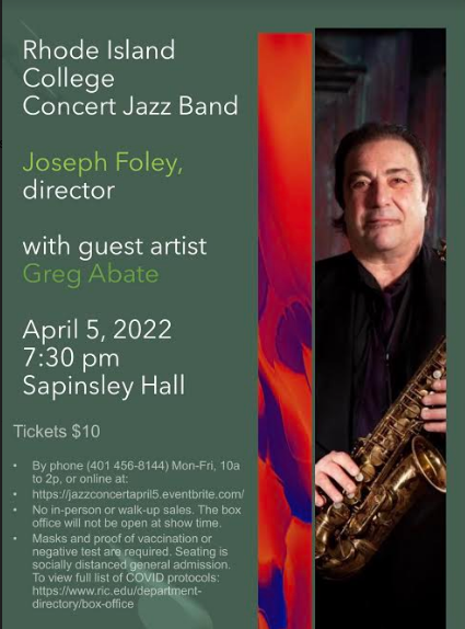 Greg Abate as Guest Artist at Rhode Island College on April 5, 2022, 7:30 pm