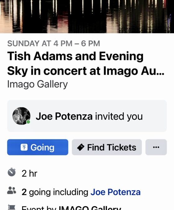 #DMI 8/28 4pm-6pm Evening Sky & Tish Adams live at Imago Gallery